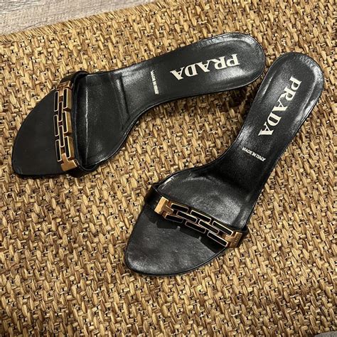 prada heel mules|Prada kitten heel mules.